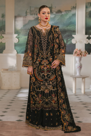 ADA by Raeesa Premium HU-46 Black Swan | Embroidered 3pc