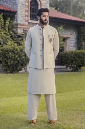 Noshan Mian CM 1206 | Luxury Suit With Waistcoat Party Wear