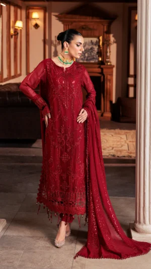 Zeenat Collection Gulab ZN 08 | Embroidered Chiffon 3 pc