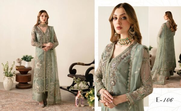 3-piece unstitched organza suit