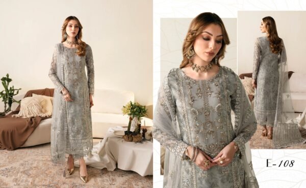 3-piece unstitched organza suit