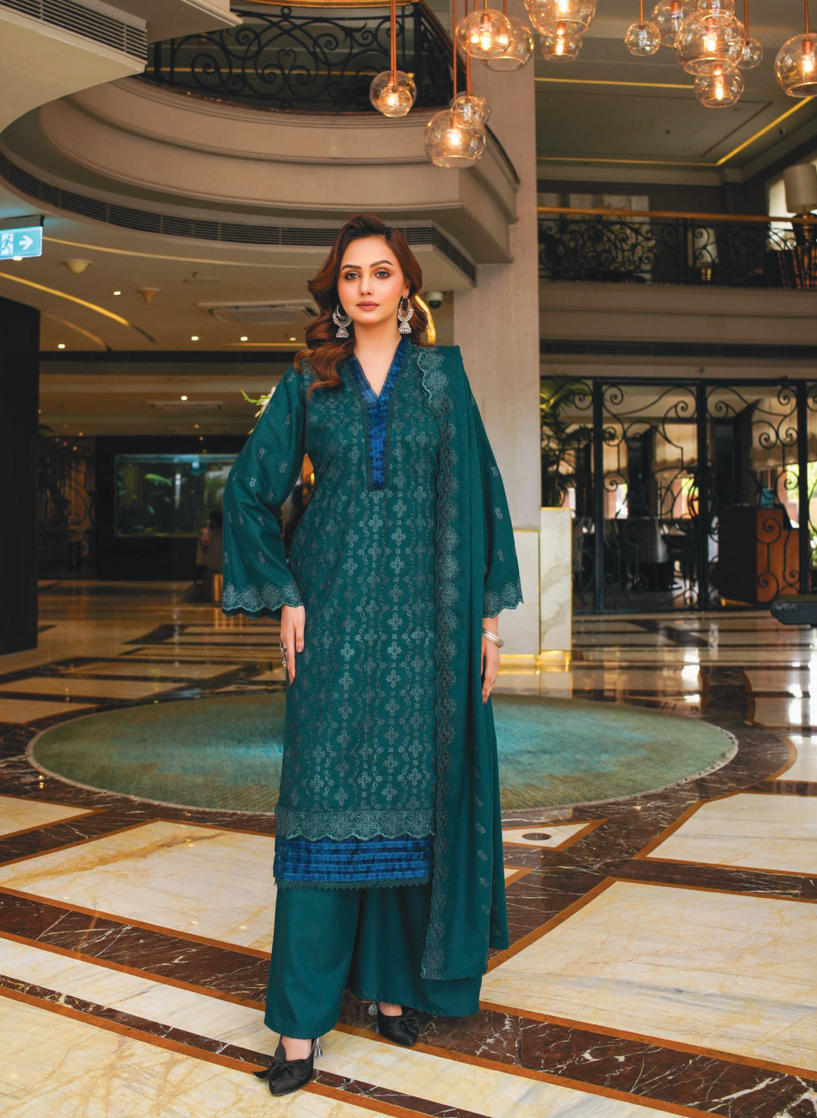 Design Number A-1 | Rangoli By M.R | Wool Chikan Kari Dress - Image 2