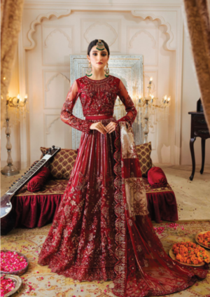 Anarkali ZQ-09 | Zircon By Zebtan | Maroon Chiffon Lehenga dress