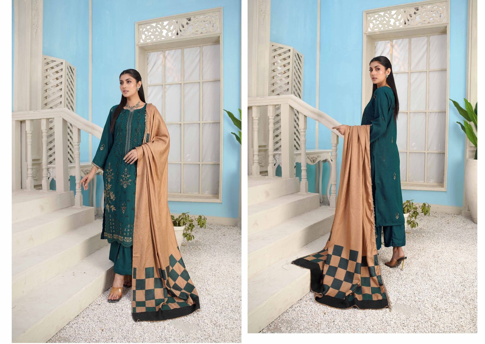 Araish 02 by Bin Rashid | Embroidered Zari with Wool Shawl - Image 2