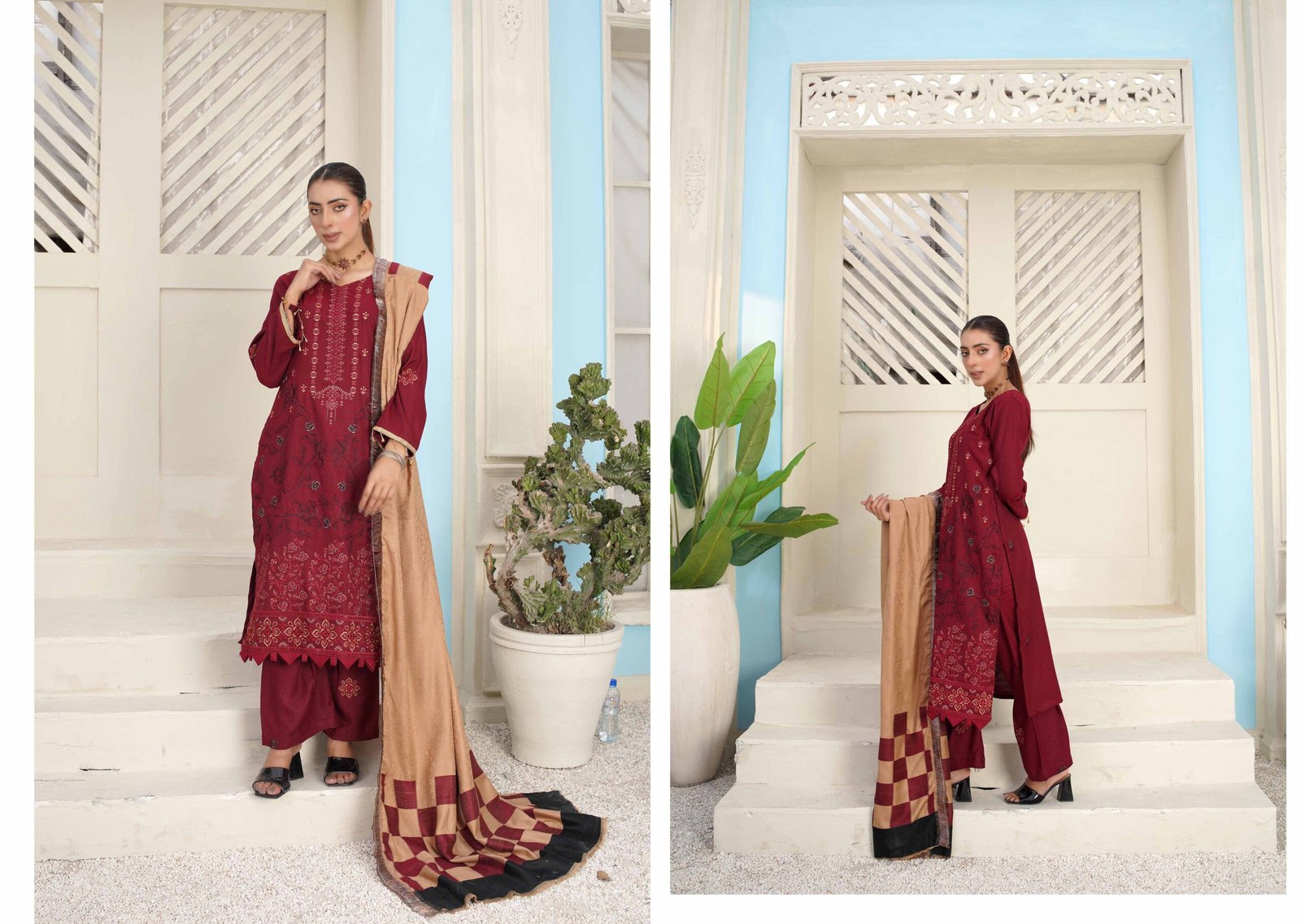 Araish 04 by Bin Rashid | Embroidered Zari with Wool Shawl - Image 2