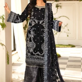 Nura | Sheen By Raeesa Premium | Black Velvet dress - Image 2