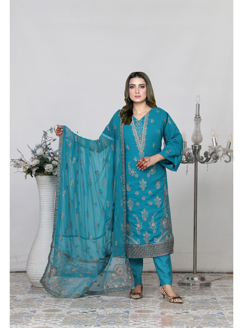 Design 01 blue swiss lawn dress