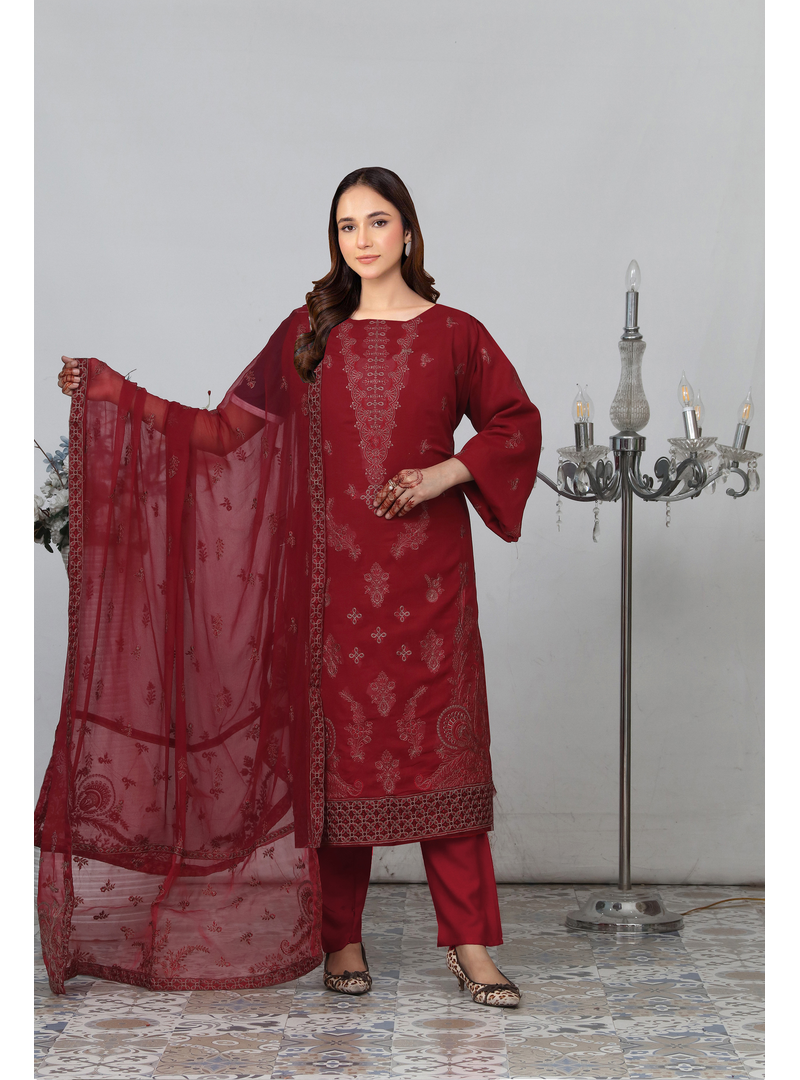 Design 02 red swiss lawn dress