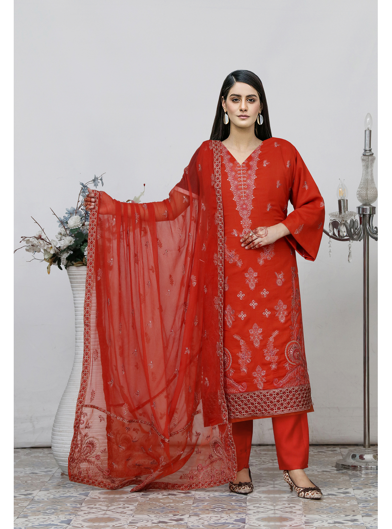 Design 03 red swiss lawn dress