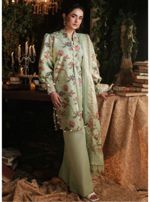 Artistic Aura olive lawn dress