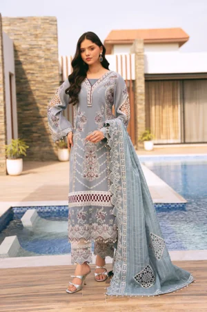 REB 06 gray lawn dress embroidered