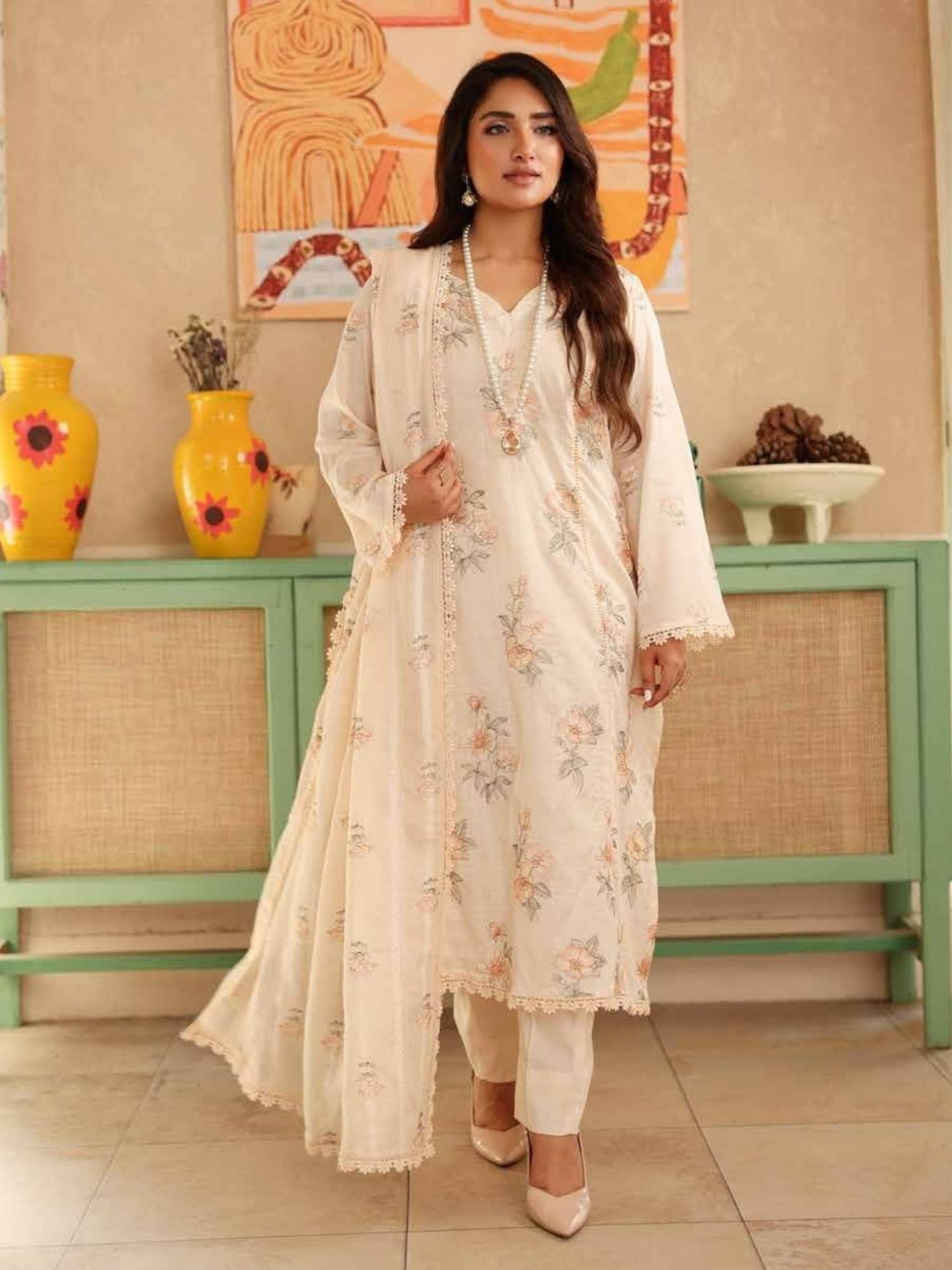 Noor-e-Fajar Arooba NF-1474 | Luxury Embroidered Lawn Dress - Image 4