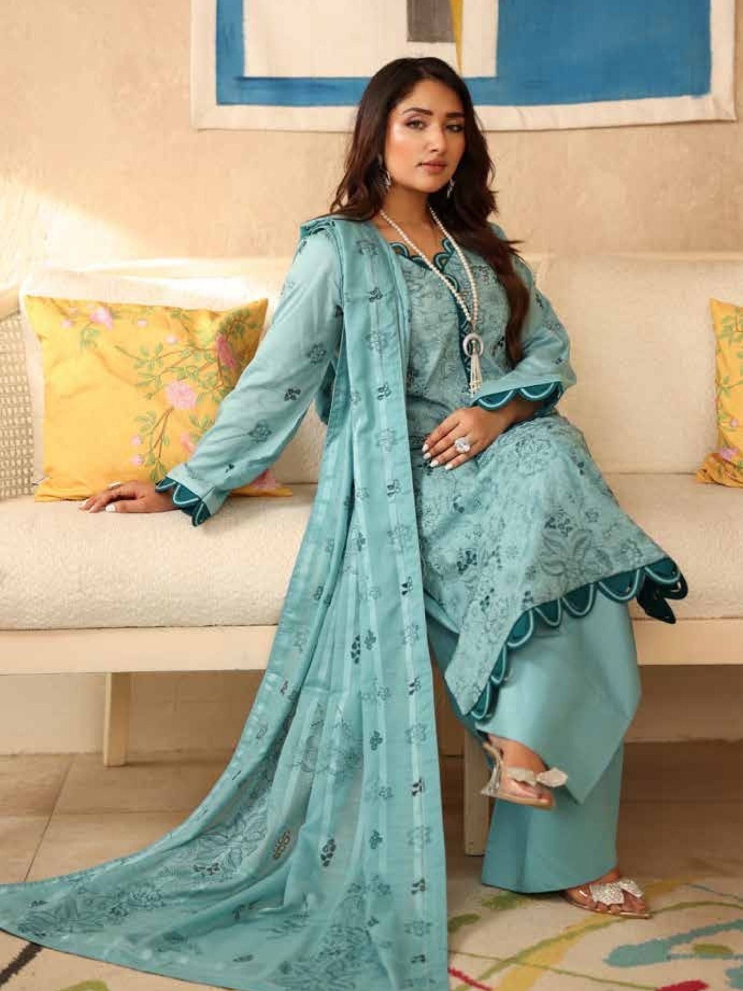 Noor-e-Fajar Arooba NF-1469 | Luxury Embroidered Lawn Dress - Image 3