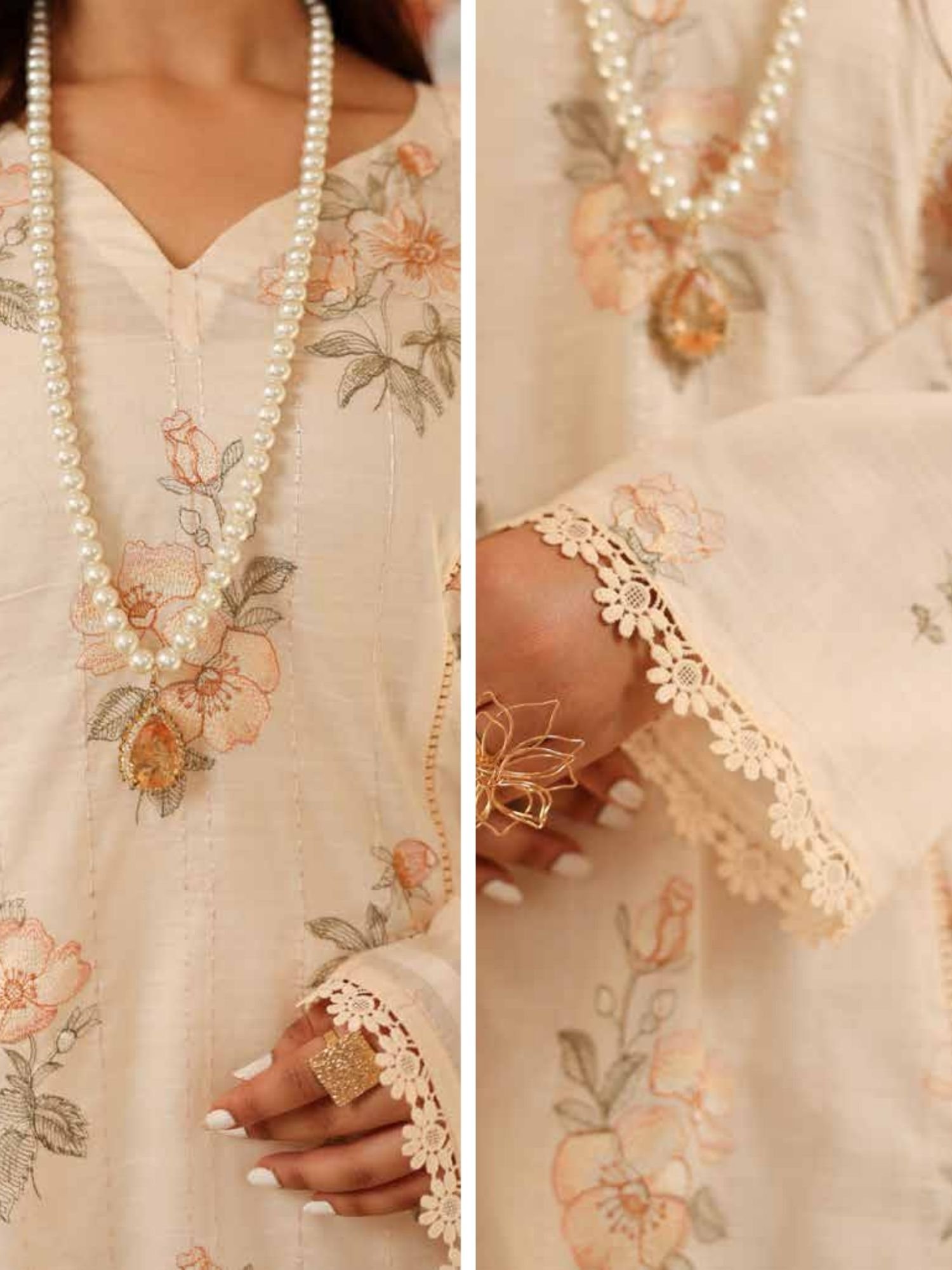 Noor-e-Fajar Arooba NF-1474 | Luxury Embroidered Lawn Dress - Image 3