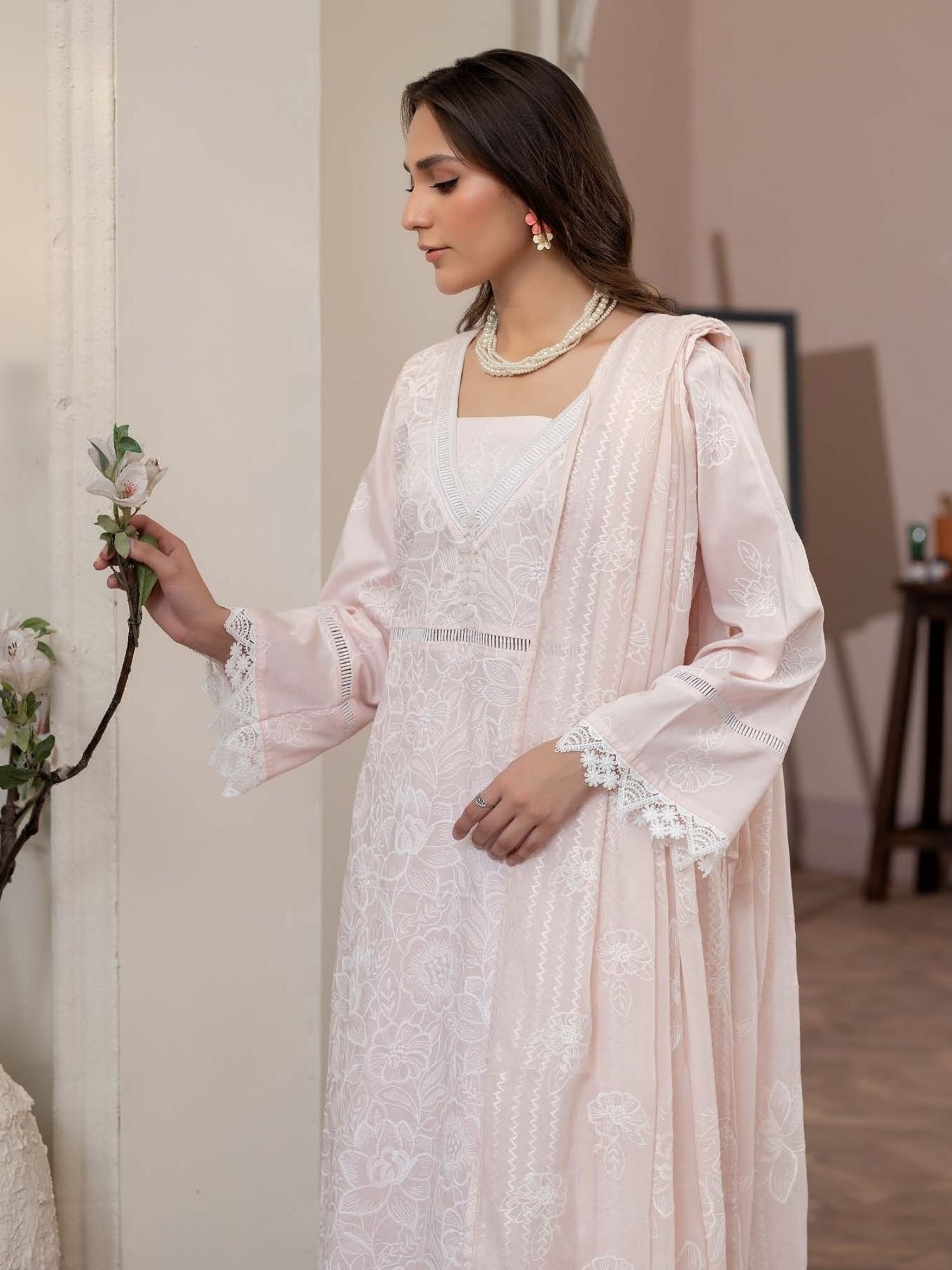 Noor-e-Fajar Shamsha NF-1453 | Luxury Embroidered Lawn Dress - Image 2