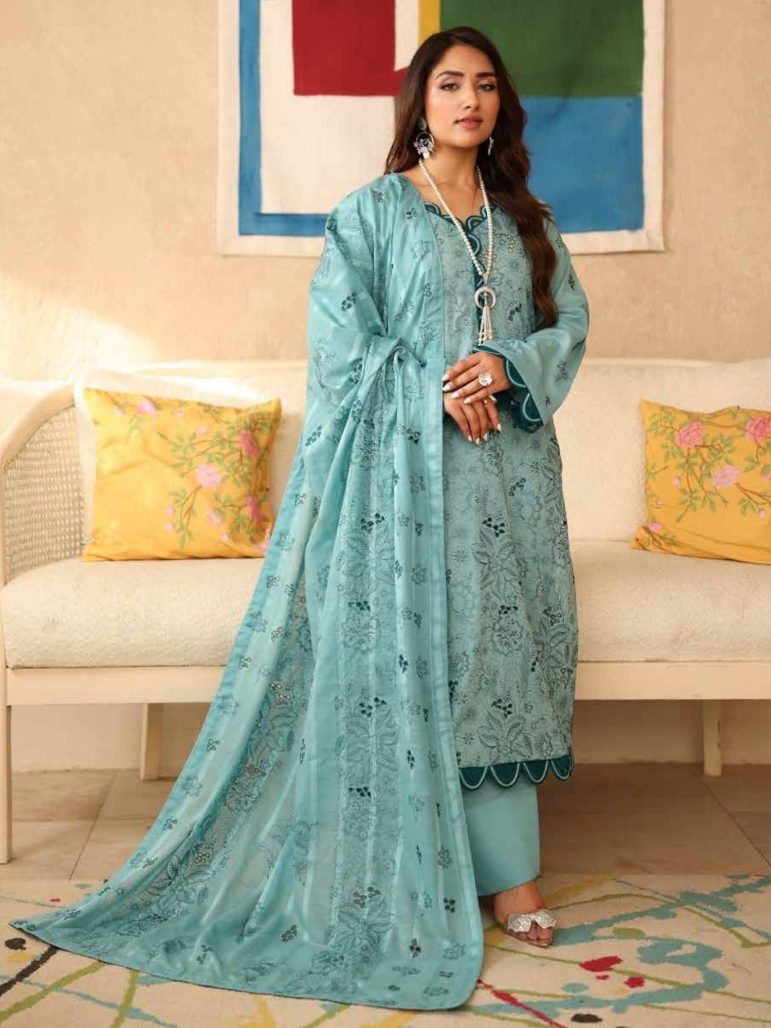 Noor-e-Fajar Arooba NF-1469 | Luxury Embroidered Lawn Dress - Image 5