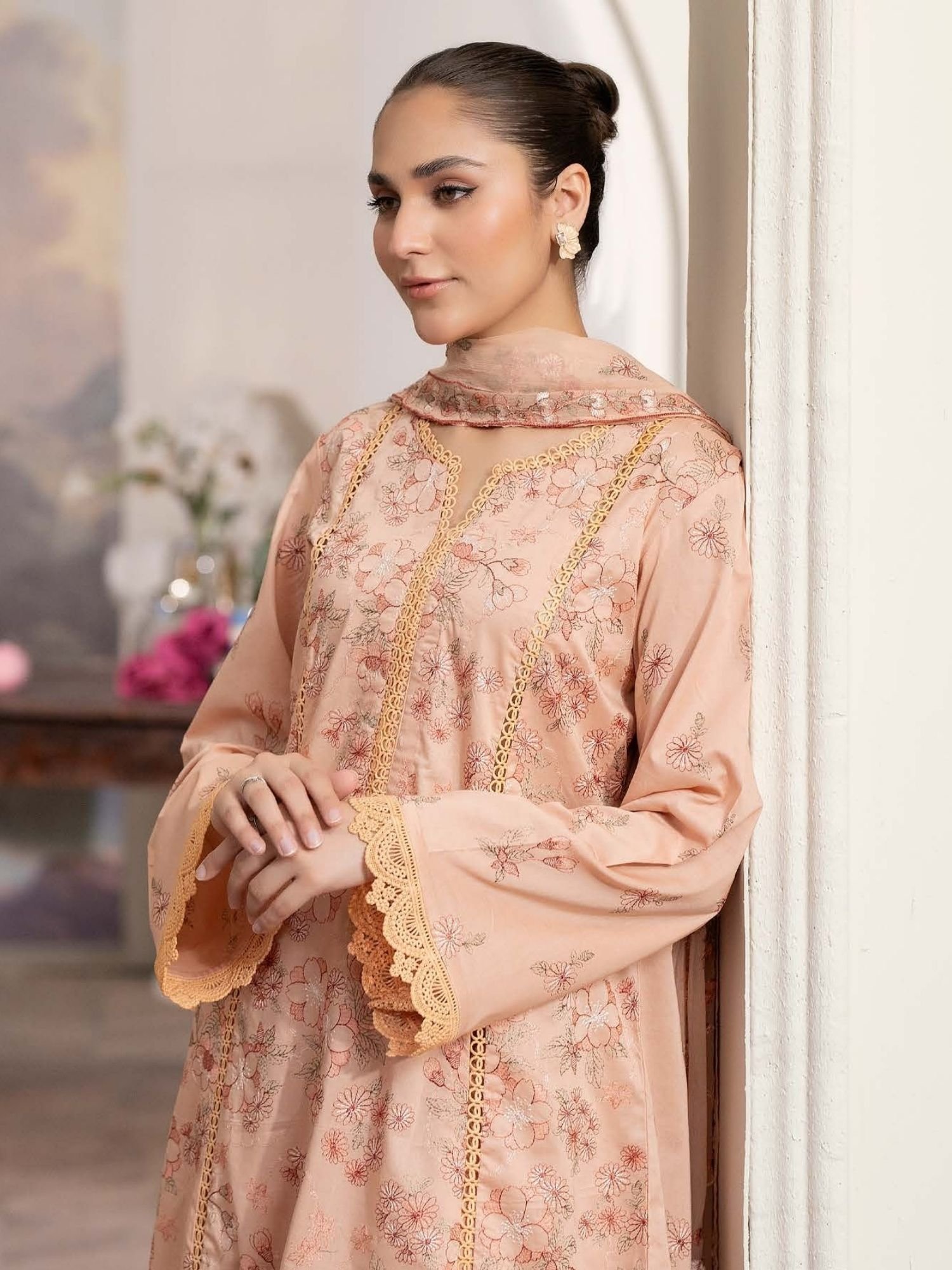 Noor-e-Fajar Shamsha NF-1454 | Luxury Embroidered Lawn Dress - Image 2