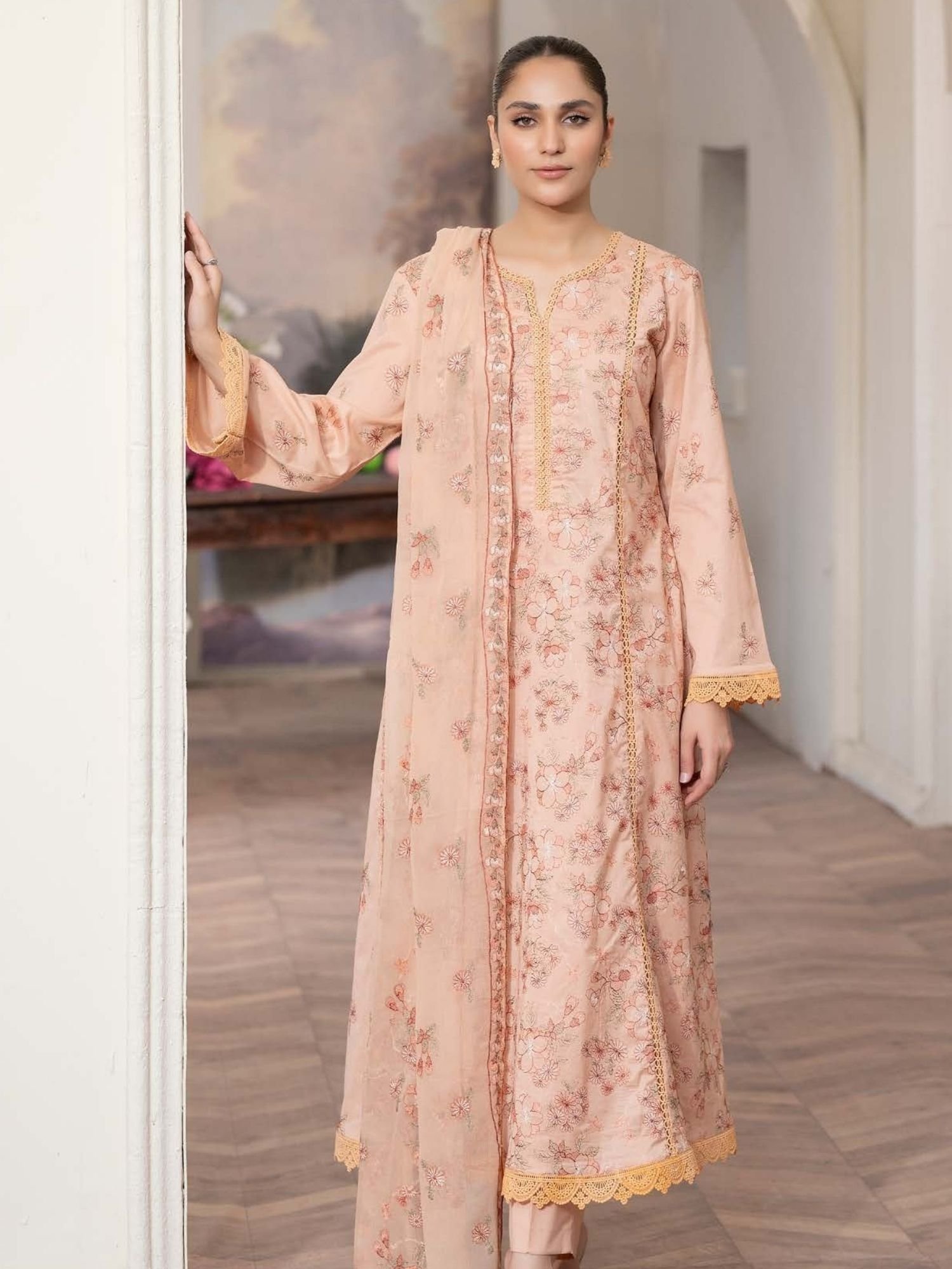 Noor-e-Fajar Shamsha NF-1454 | Luxury Embroidered Lawn Dress - Image 3