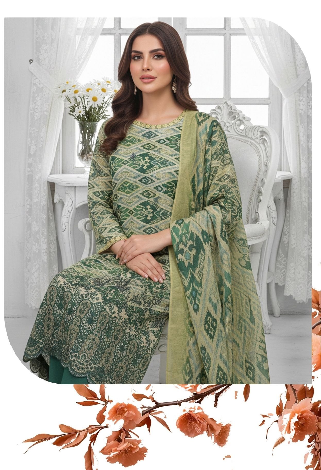 Shaista Printed Lawn Embroidery No: 511 | Luxury Printed Lawn Dress - Image 2