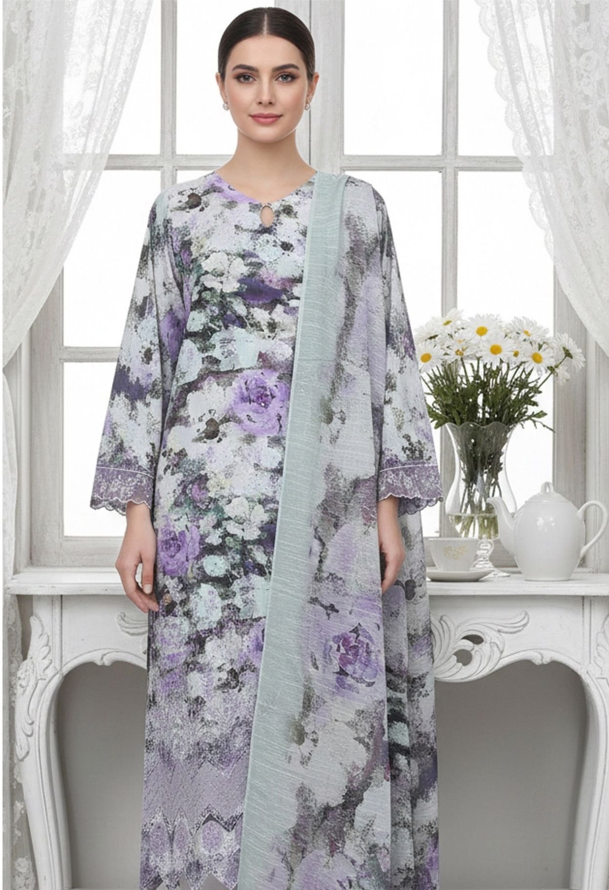 Shaista Printed Lawn Embroidery No: 510 | Luxury Printed Lawn Dress - Image 2