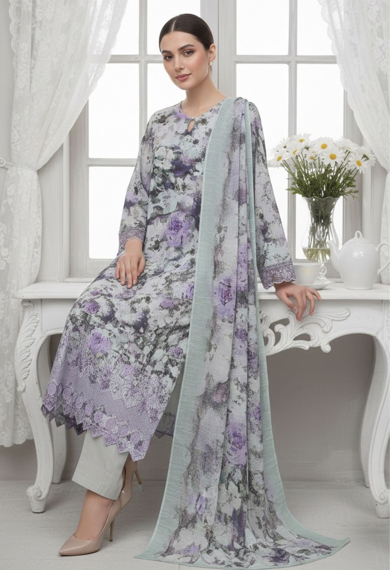 Shaista Printed Lawn Embroidery No: 510 | Luxury Printed Lawn Dress - Image 3