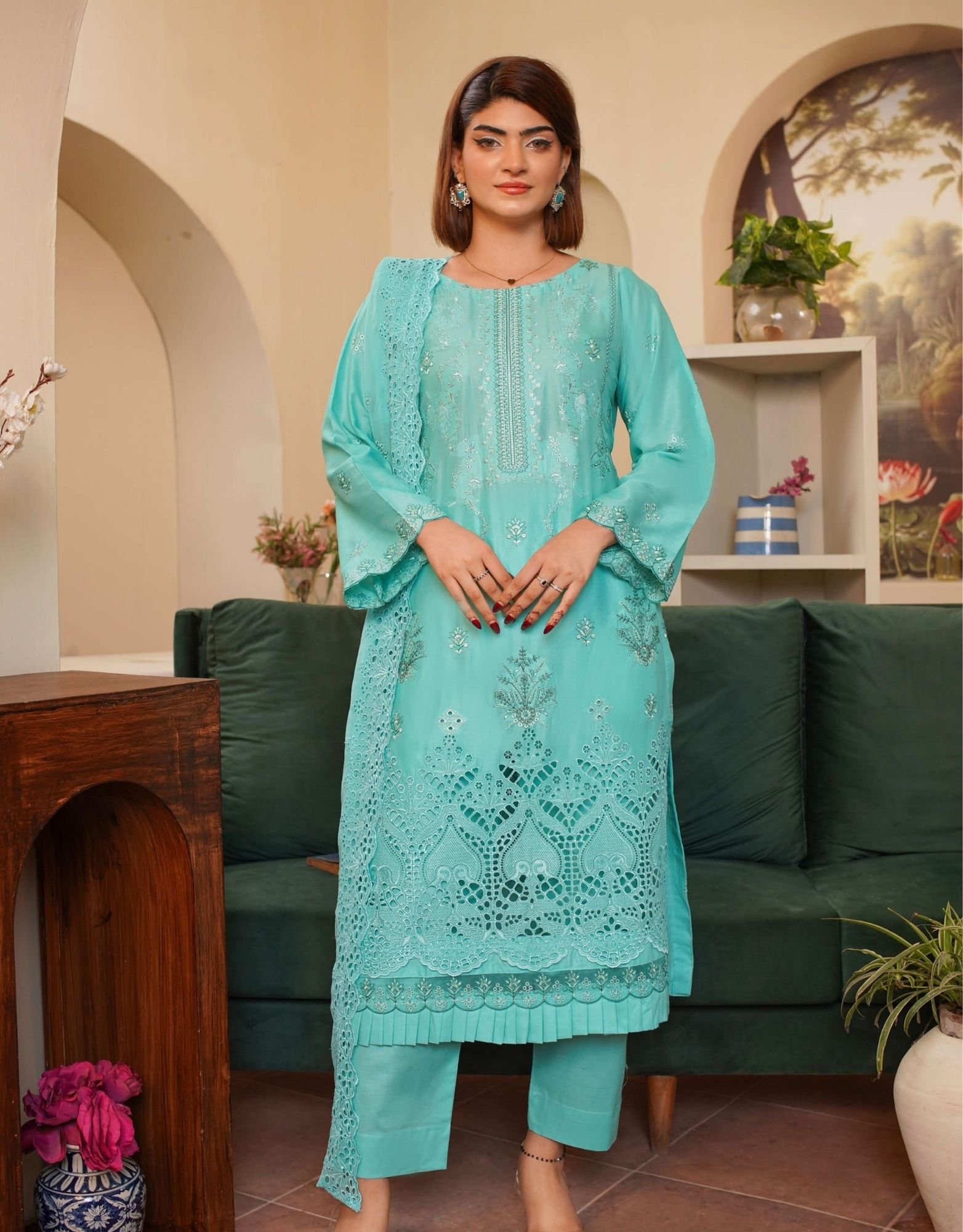 Shaista Festive Lawn Summer D-7 | Luxury Embroidered Lawn Dress - Image 3