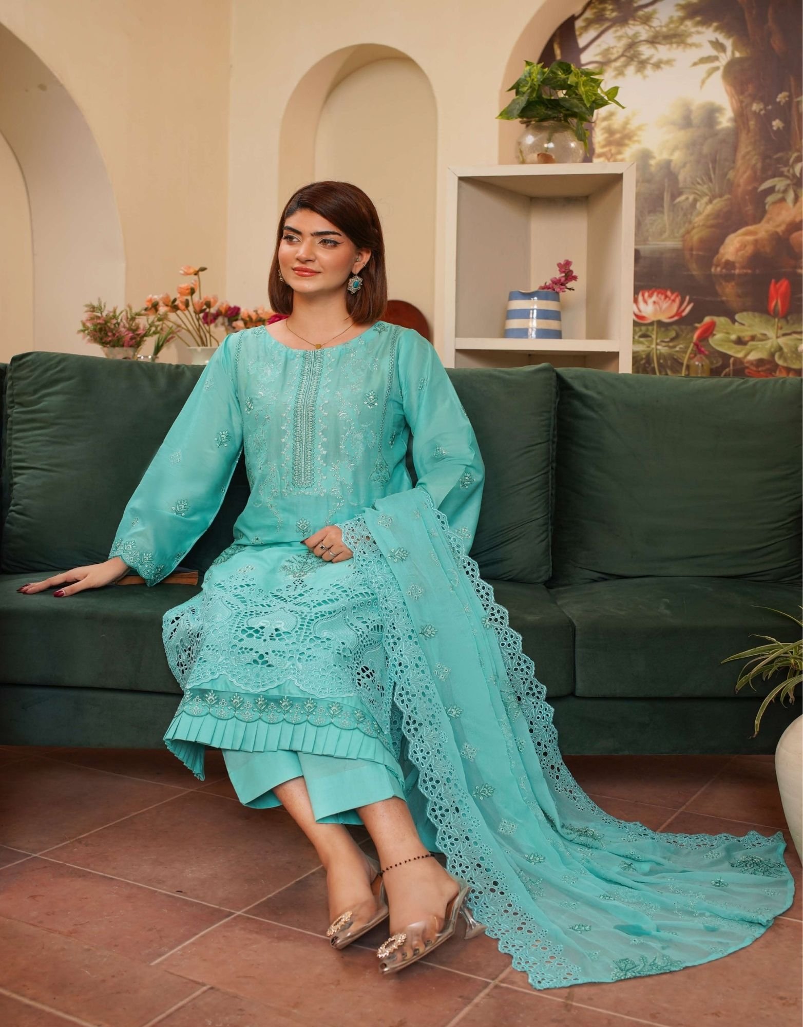 Shaista Festive Lawn Summer D-7 | Luxury Embroidered Lawn Dress - Image 5