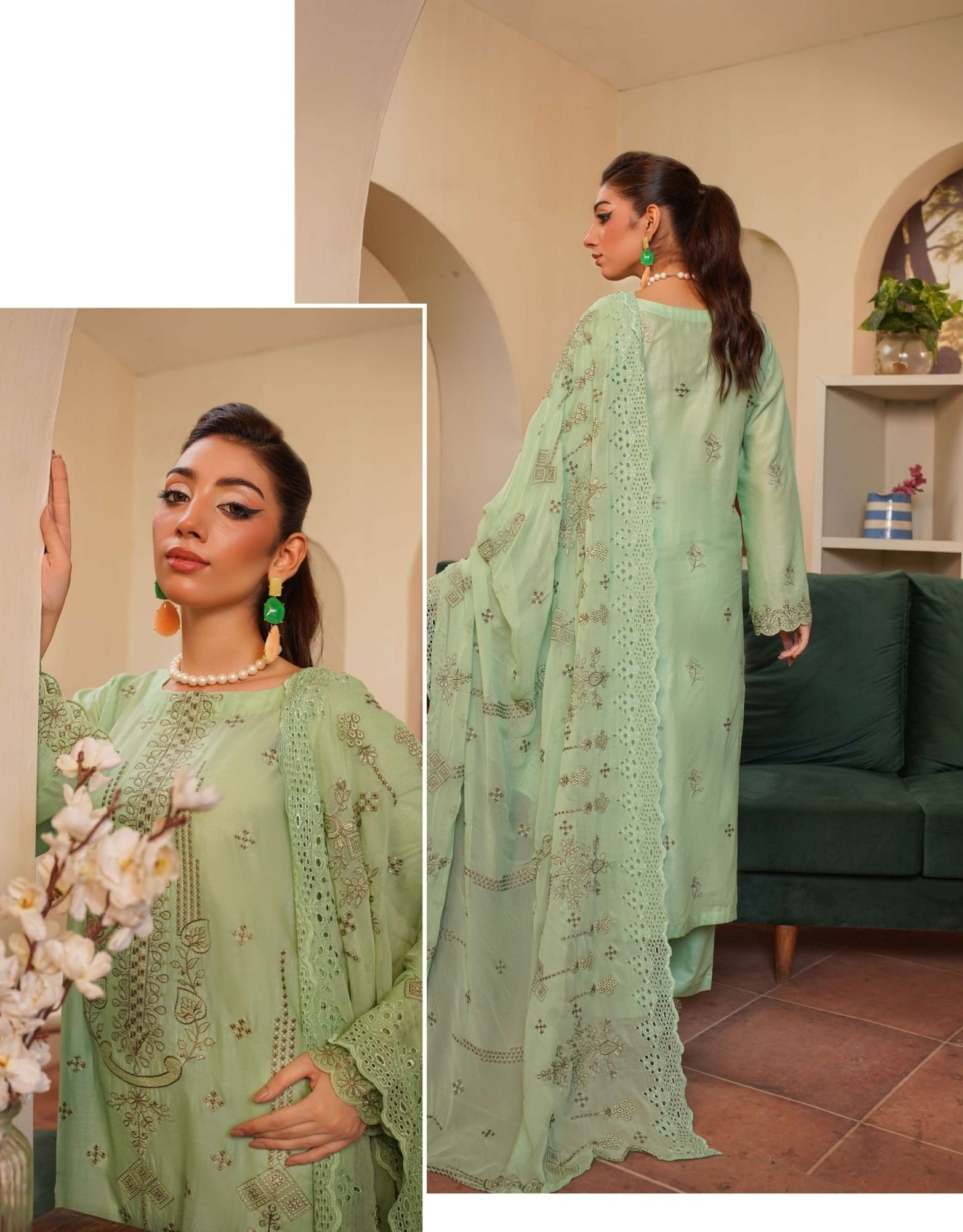 Shaista Festive Lawn Summer D-9 | Luxury Embroidered Lawn Dress - Image 3
