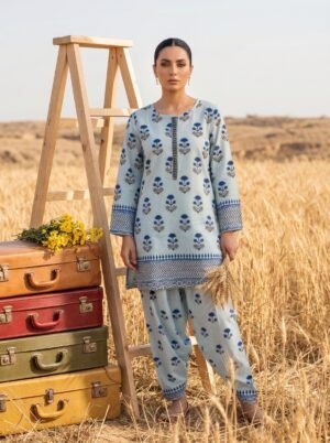Summer Suit Blue Printed Design - 08