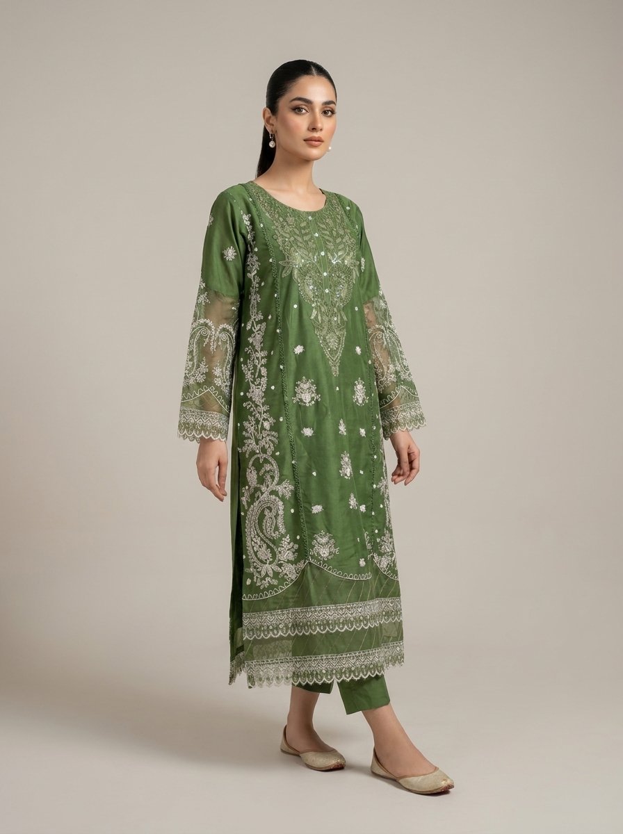 Summer Suit Green Printed Design - 09