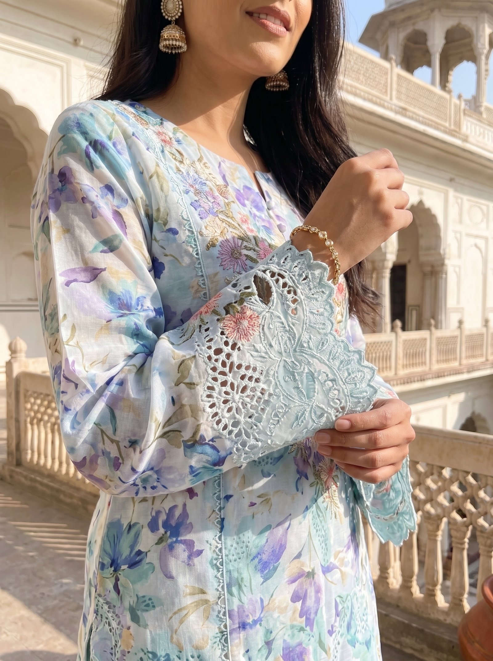 Ittefaq 3-Piece Summer Purple Print Suit AR-26516 - Image 6