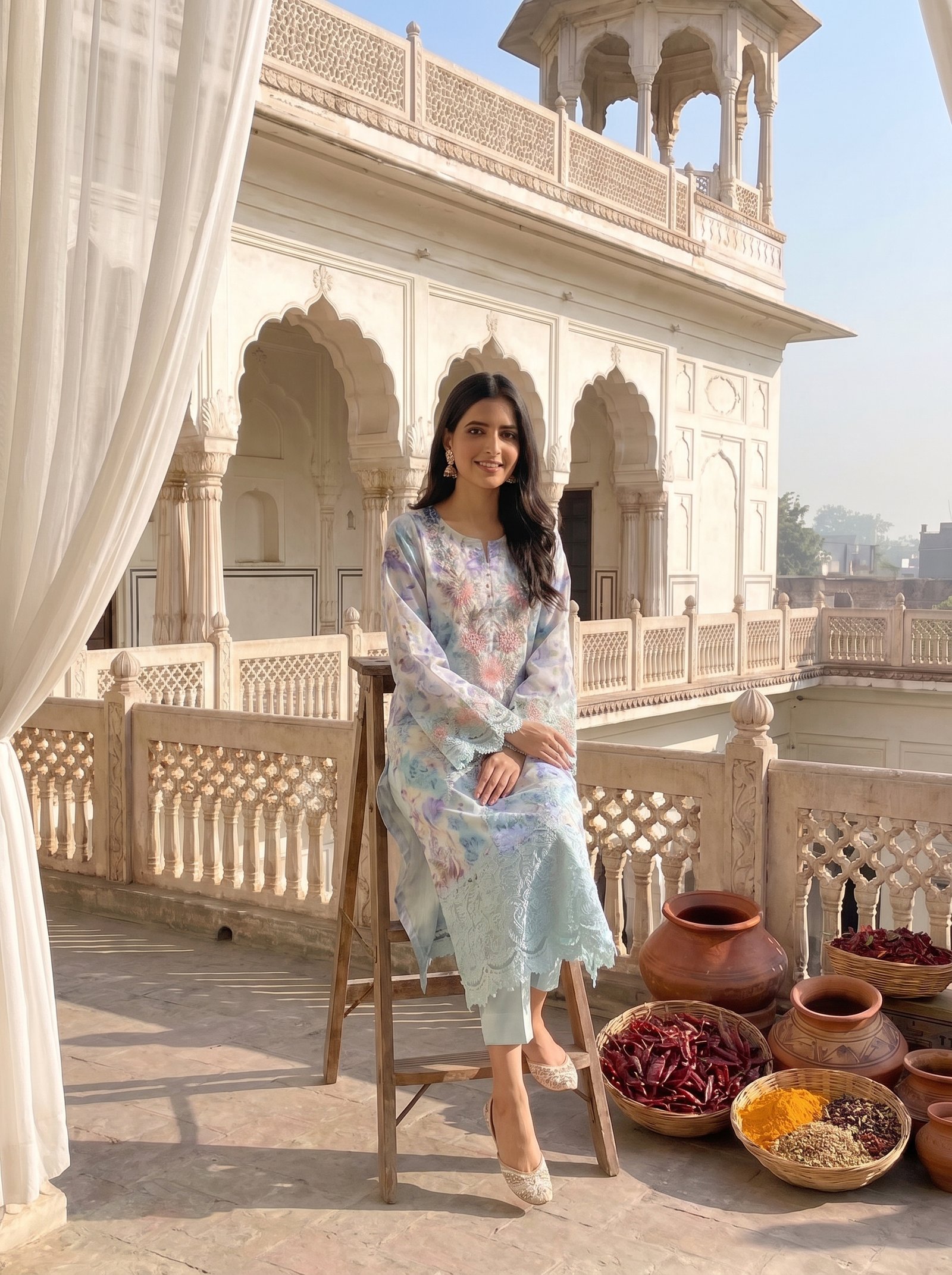 Ittefaq 3-Piece Summer Purple Print Suit AR-26516 - Image 4