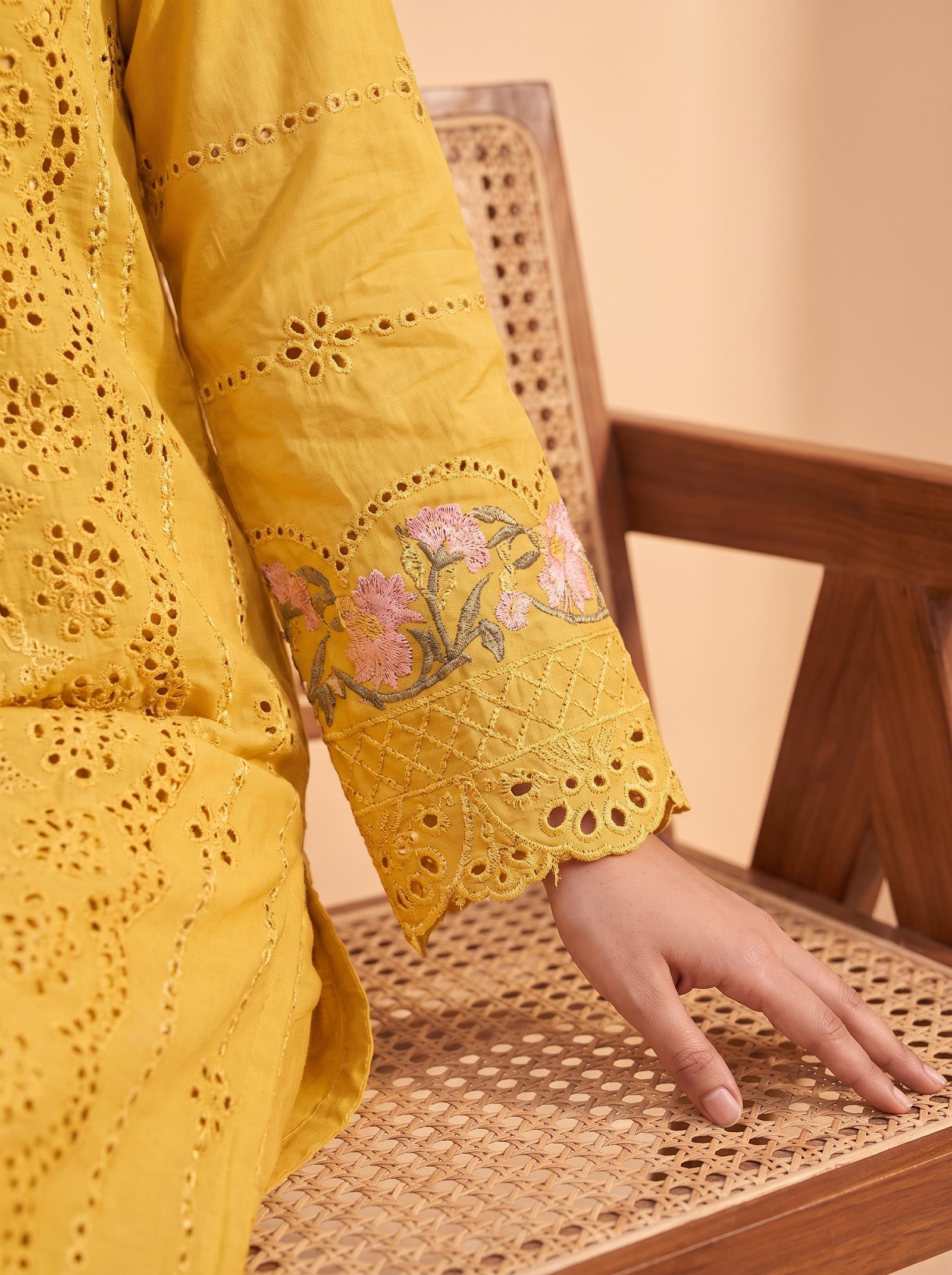Ittefaq 3-Piece Summer Mustard Suit AR-26530 - Image 5